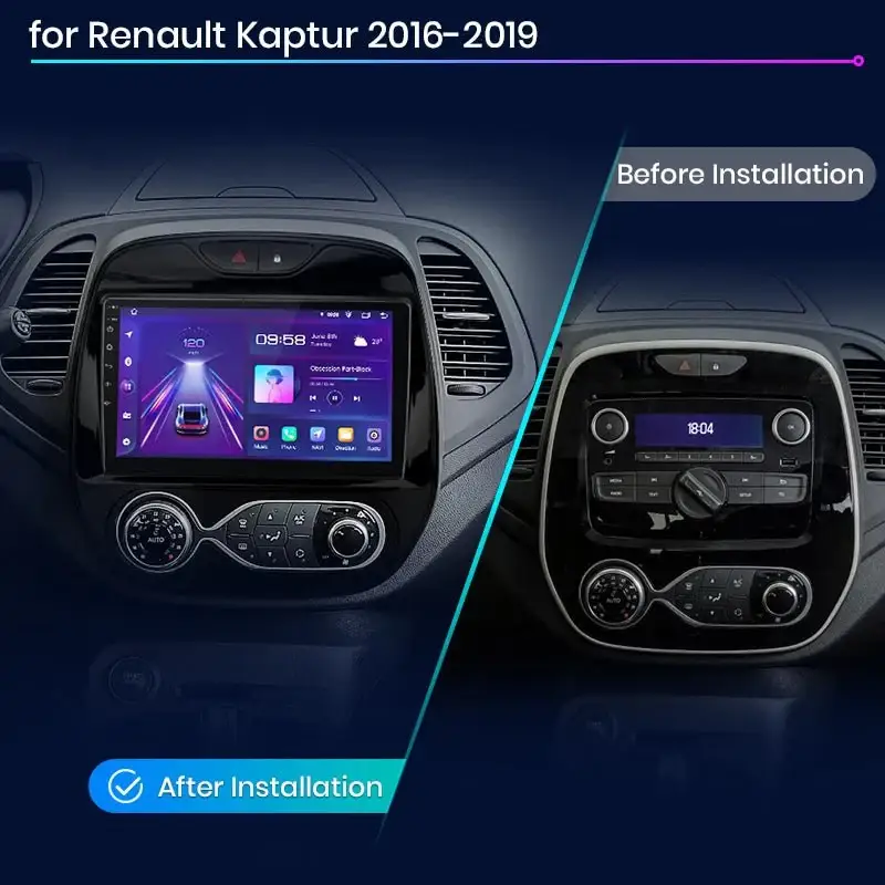 Radio Android do Renault Captur (2016-2019) CarPlay Android Auto 4G WiFi GPS DSP