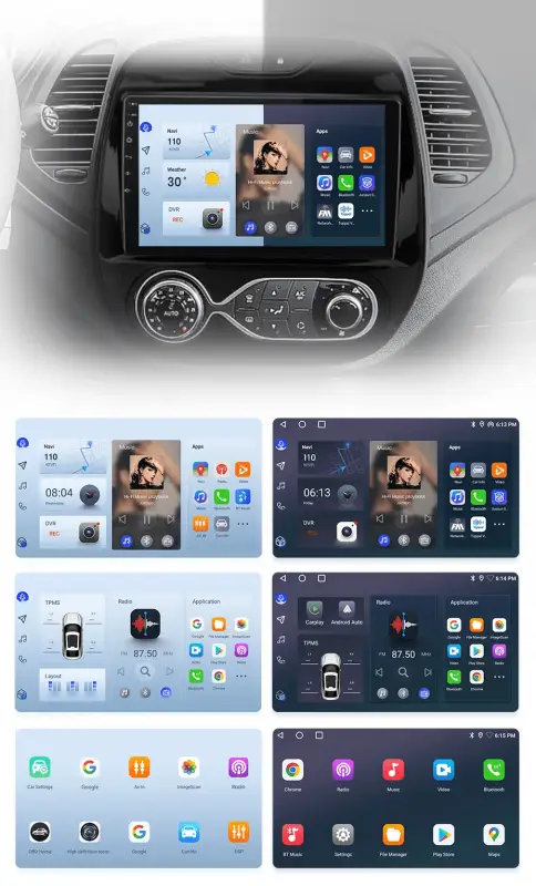 Radio Android do Renault Captur (2016-2019) CarPlay Android Auto 4G WiFi GPS DSP