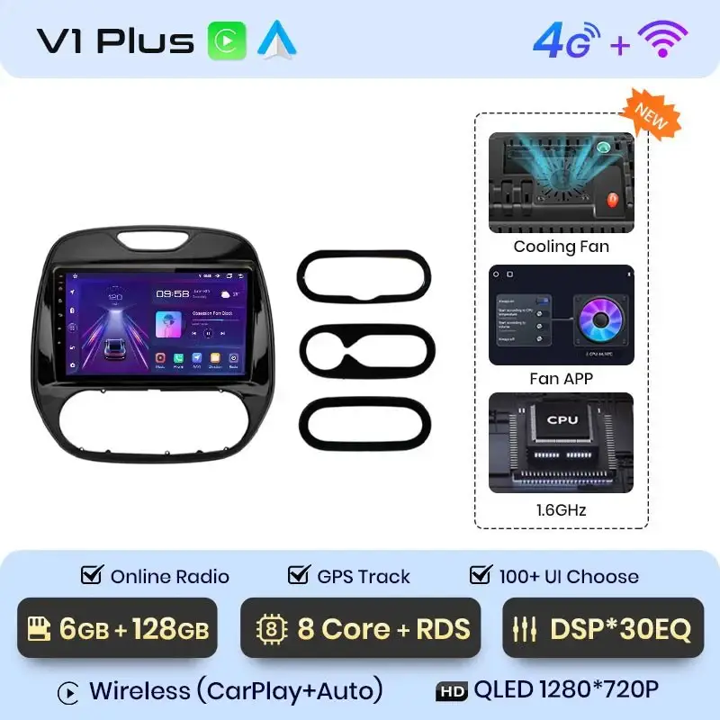 Radio Android do Renault Captur (2016-2019) CarPlay Android Auto 4G WiFi GPS DSP