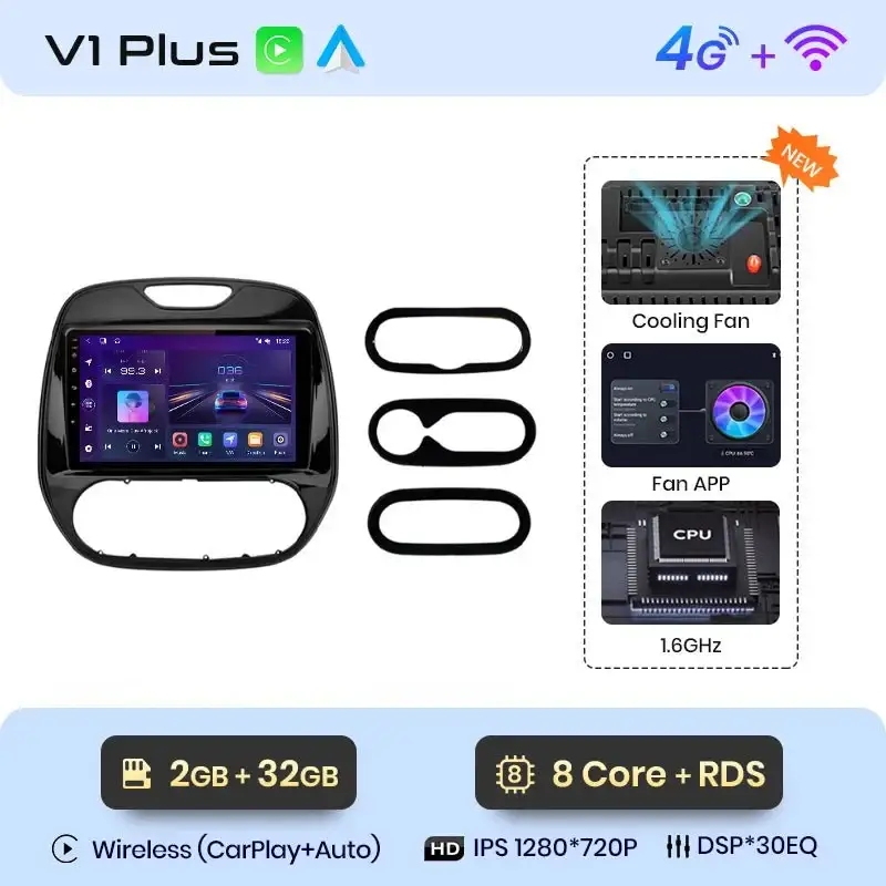 Radio Android do Renault Captur (2016-2019) CarPlay Android Auto 4G WiFi GPS DSP