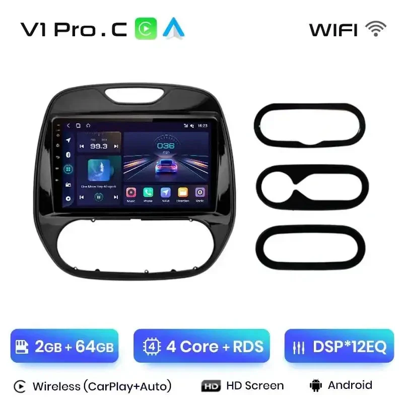 Radio Android do Renault Captur (2016-2019) CarPlay Android Auto 4G WiFi GPS DSP