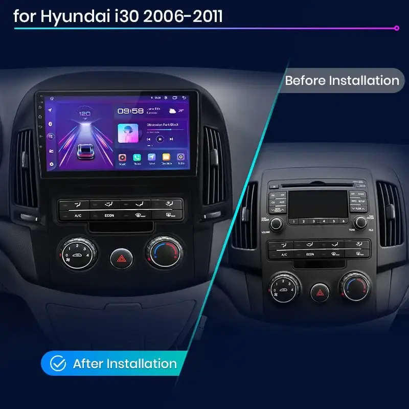 Radio Android do Hyundai i30 (2006-2011) CarPlay Android Auto 4G WiFi GPS DSP