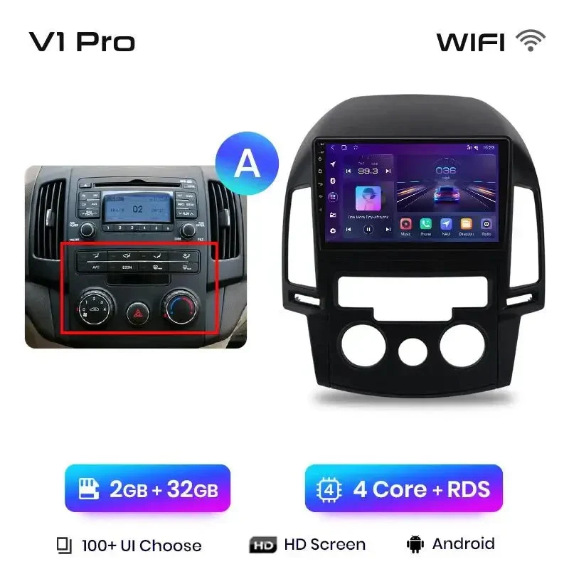 Radio Android do Hyundai i30 (2006-2011) CarPlay Android Auto 4G WiFi GPS DSP
