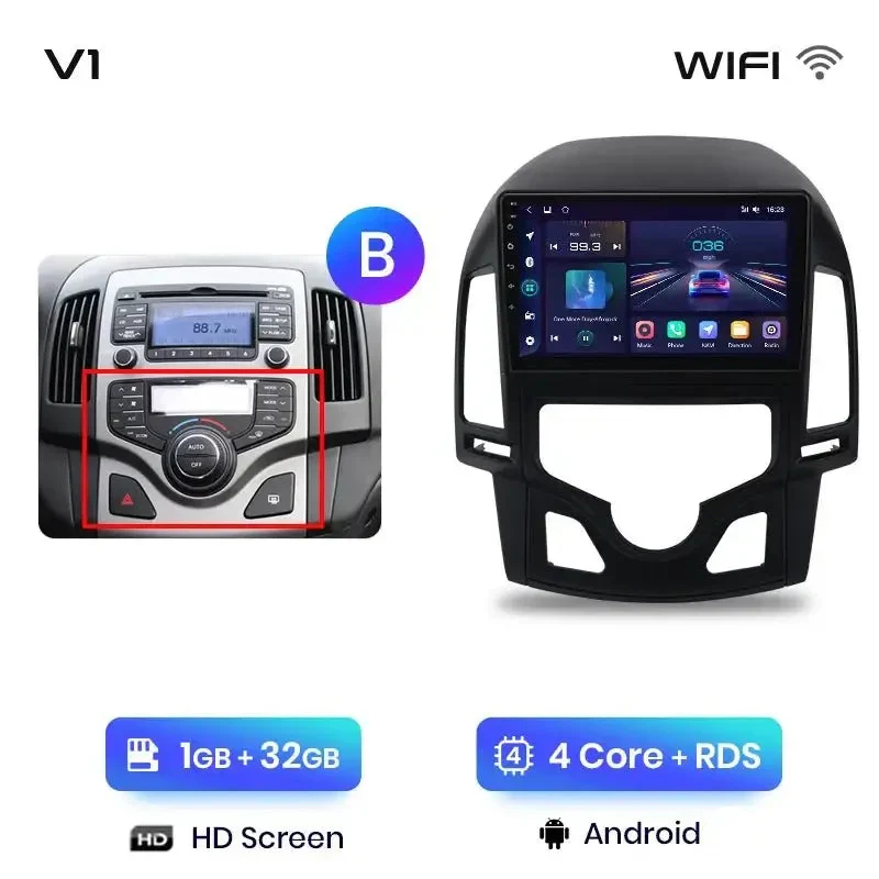 Radio Android do Hyundai i30 (2006-2011) CarPlay Android Auto 4G WiFi GPS DSP