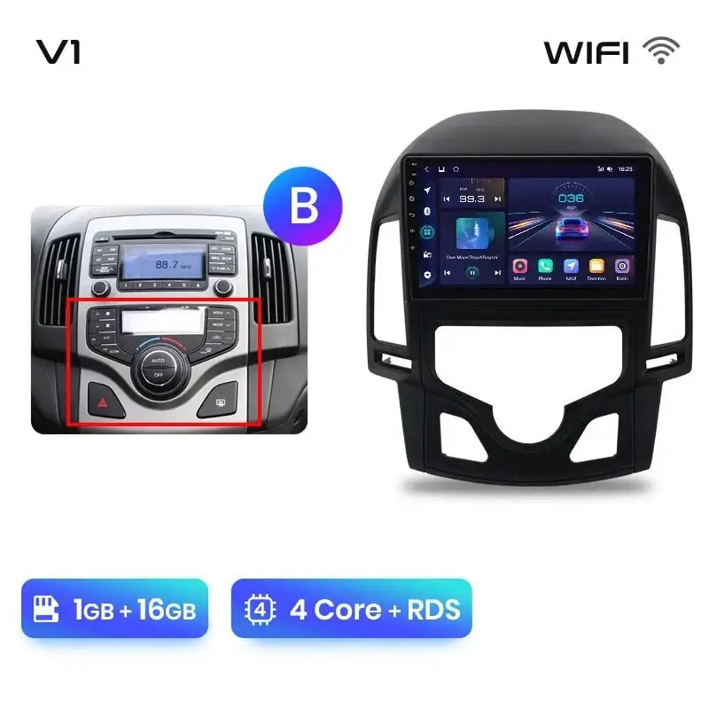 Radio Android do Hyundai i30 (2006-2011) CarPlay Android Auto 4G WiFi GPS DSP
