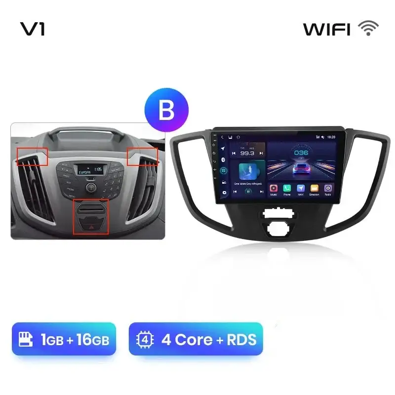 Radio Android do Ford Transit Custom Tourneo (2013-2021) CarPlay Android Auto 4G WiFi GPS DSP