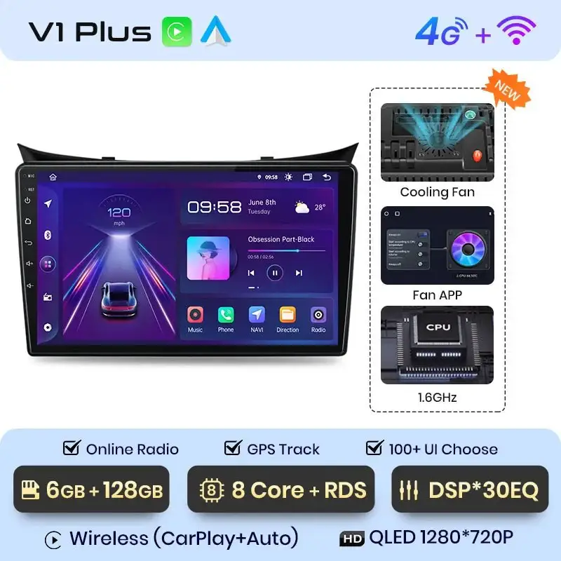Radio Android do Hyundai i30 Elantra GT (2011-2017) CarPlay Android Auto 4G WiFi GPS DSP