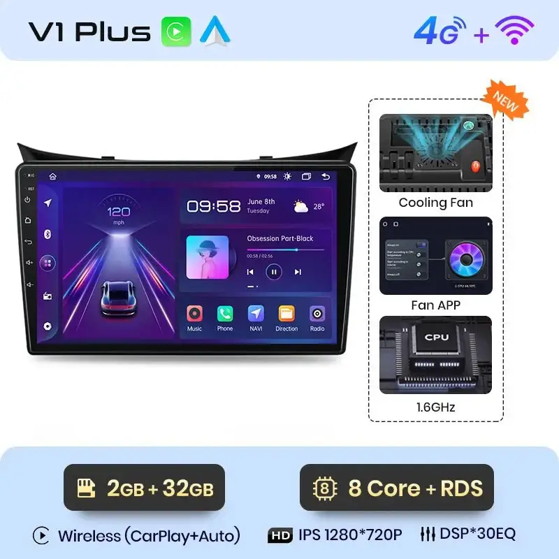 Radio Android do Hyundai i30 Elantra GT (2011-2017) CarPlay Android Auto 4G WiFi GPS DSP