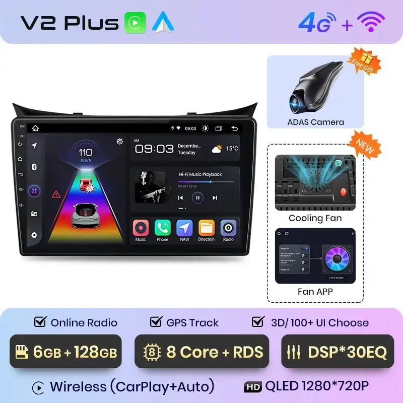 Radio Android do Hyundai i30 Elantra GT (2011-2017) CarPlay Android Auto 4G WiFi GPS DSP