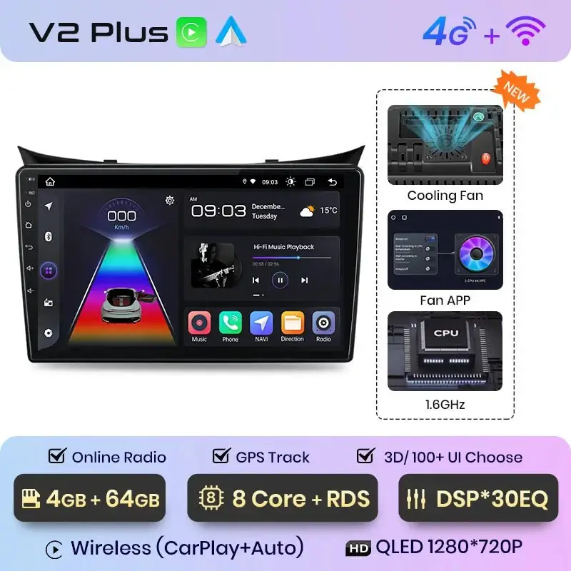 Radio Android do Hyundai i30 Elantra GT (2011-2017) CarPlay Android Auto 4G WiFi GPS DSP