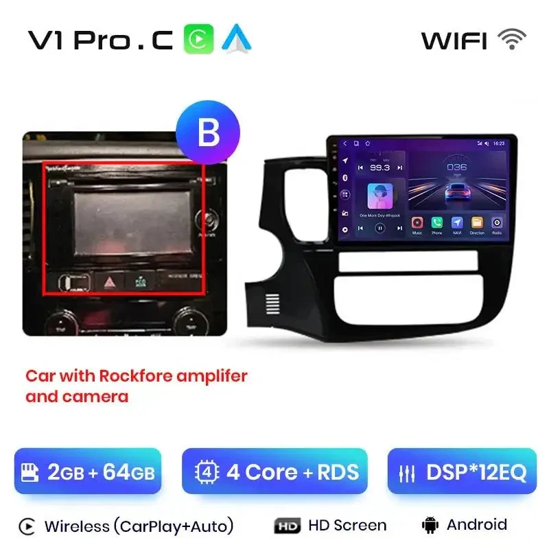 Radio Android do Mitsubishi Outlander III (2012-2018) CarPlay Android Auto 4G WiFi GPS DSP