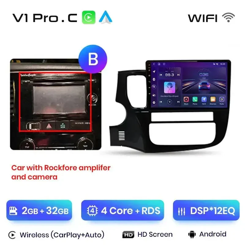 Radio Android do Mitsubishi Outlander III (2012-2018) CarPlay Android Auto 4G WiFi GPS DSP