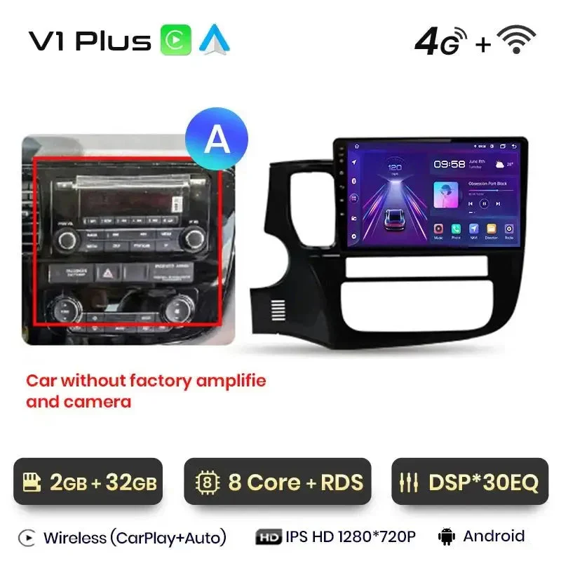 Radio Android do Mitsubishi Outlander III (2012-2018) CarPlay Android Auto 4G WiFi GPS DSP