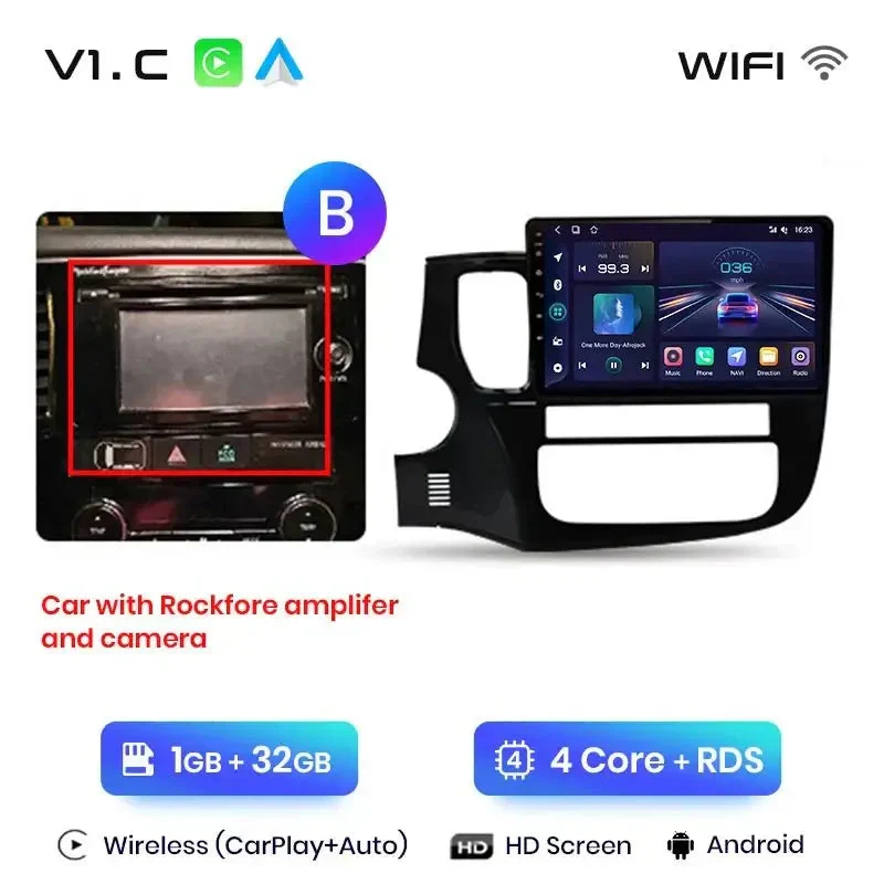 Radio Android do Mitsubishi Outlander III (2012-2018) CarPlay Android Auto 4G WiFi GPS DSP