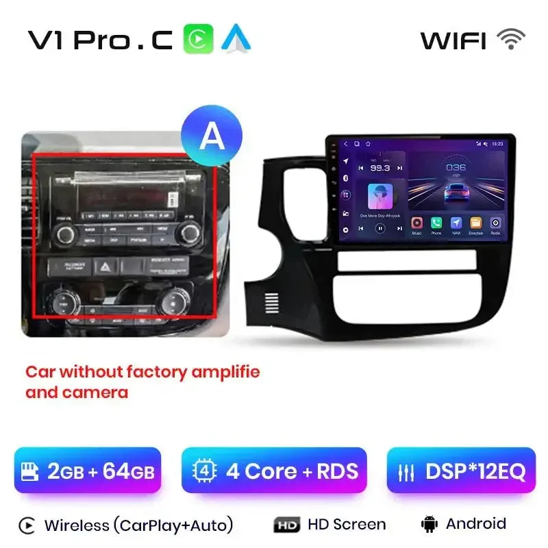 Radio Android do Mitsubishi Outlander III (2012-2018) CarPlay Android Auto 4G WiFi GPS DSP