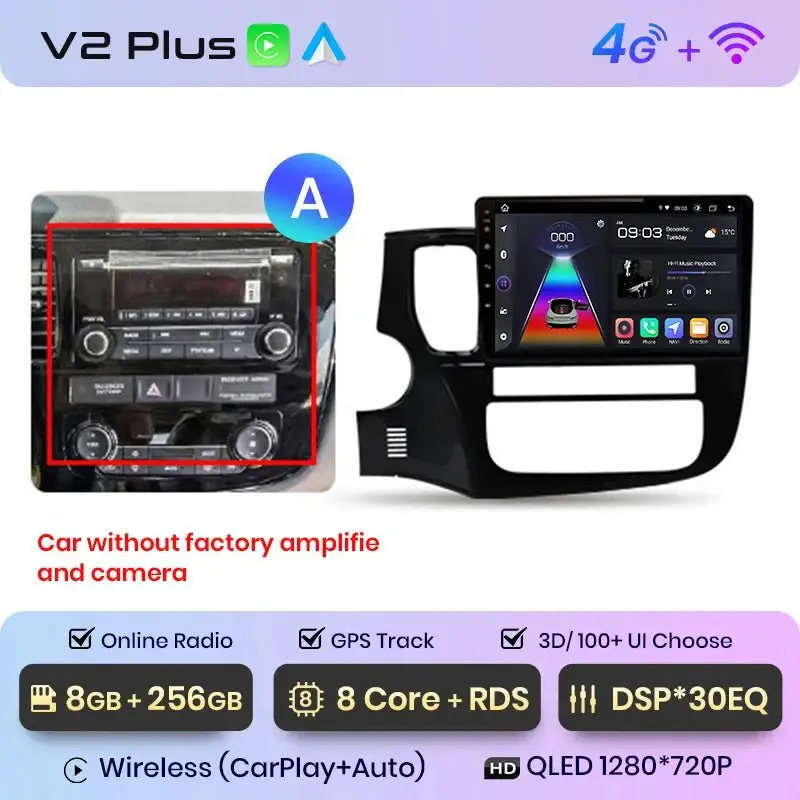 Radio Android do Mitsubishi Outlander III (2012-2018) CarPlay Android Auto 4G WiFi GPS DSP
