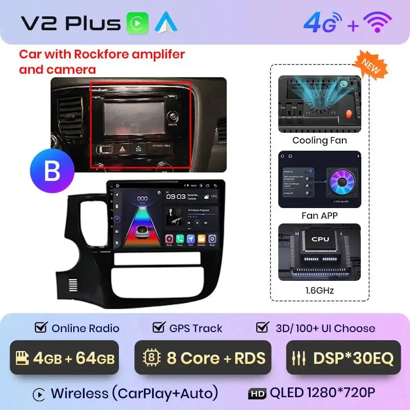 Radio Android do Mitsubishi Outlander III (2012-2018) CarPlay Android Auto 4G WiFi GPS DSP