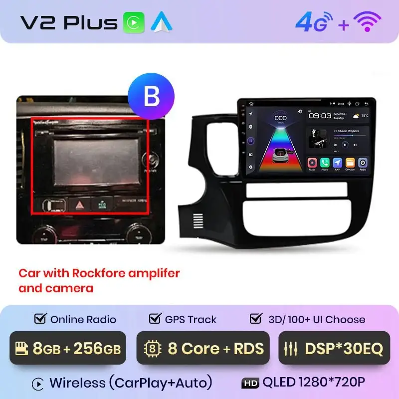 Radio Android do Mitsubishi Outlander III (2012-2018) CarPlay Android Auto 4G WiFi GPS DSP