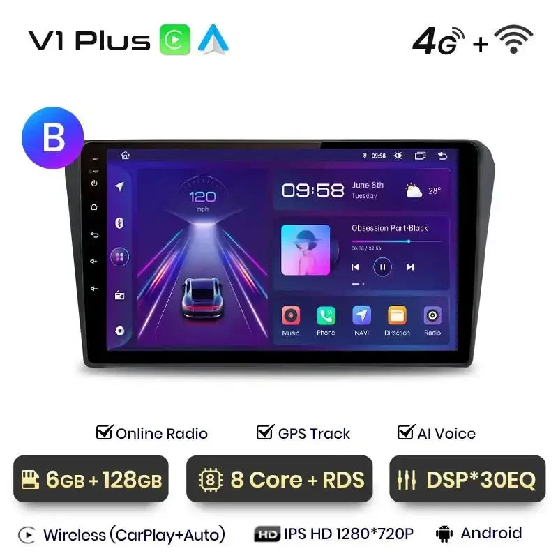 Radio Android do Toyota Avensis T25 (2002-2008) CarPlay Android Auto 4G WiFi GPS DSP