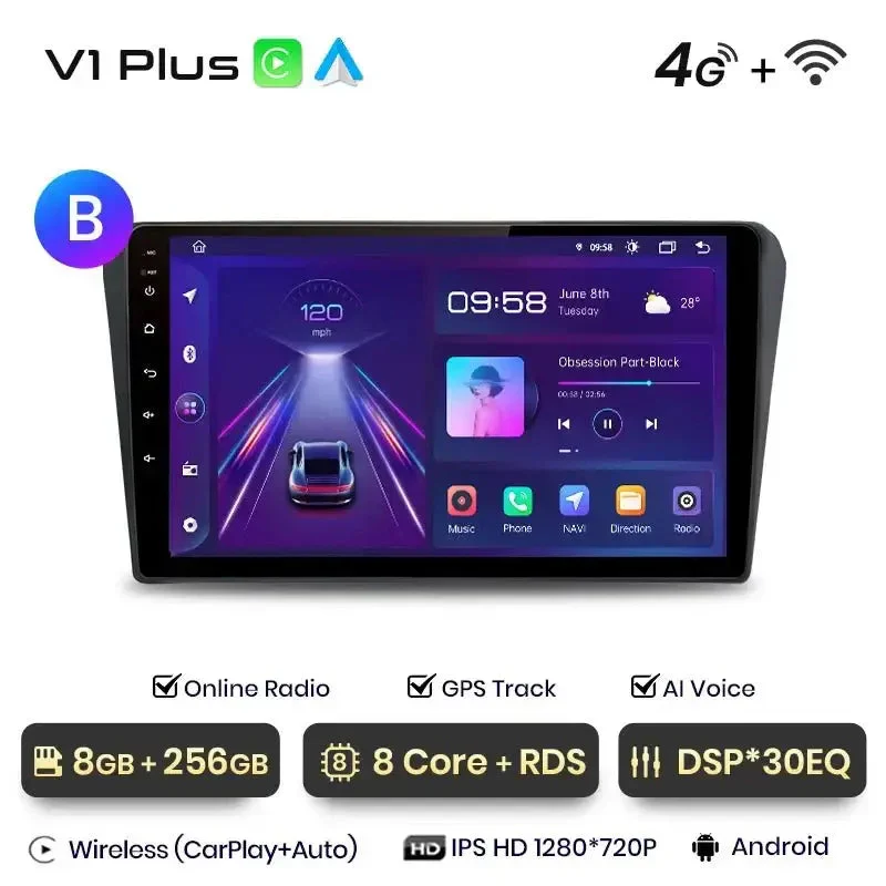Radio Android do Toyota Avensis T25 (2002-2008) CarPlay Android Auto 4G WiFi GPS DSP