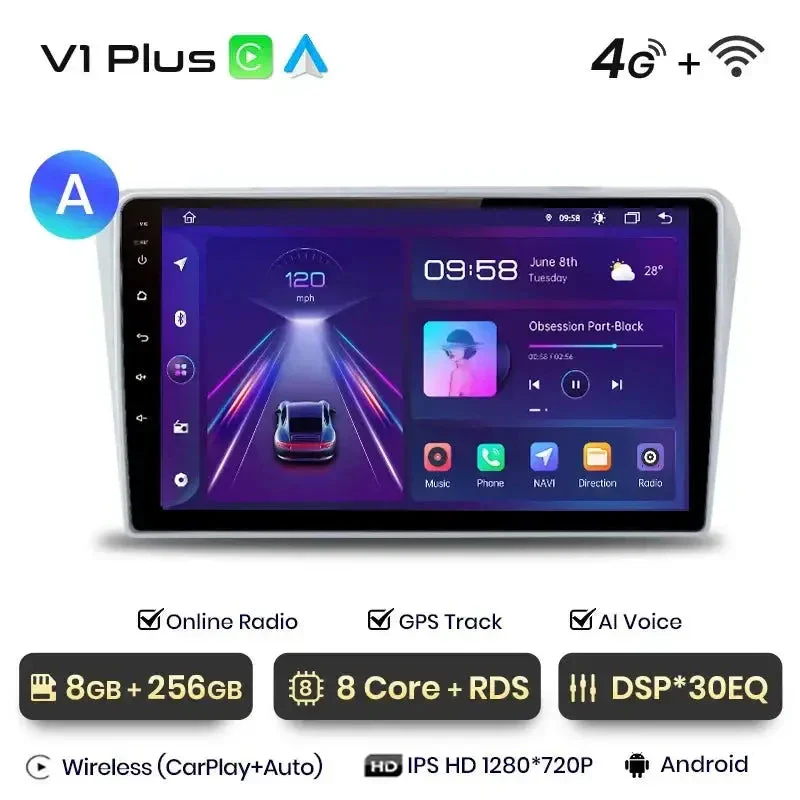 Radio Android do Toyota Avensis T25 (2002-2008) CarPlay Android Auto 4G WiFi GPS DSP