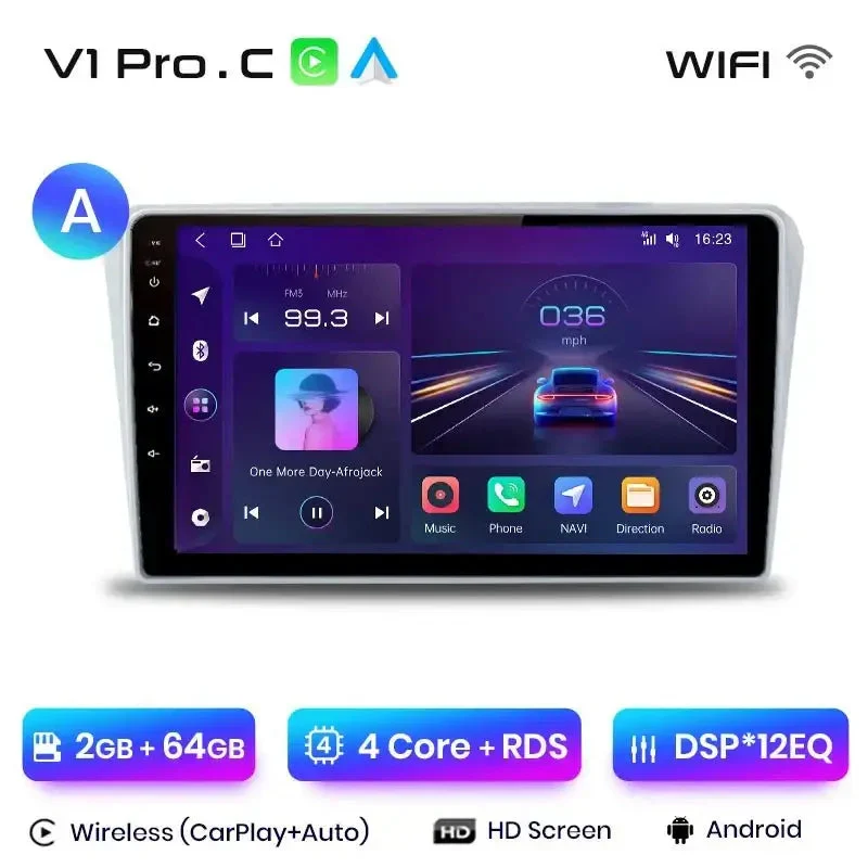 Radio Android do Toyota Avensis T25 (2002-2008) CarPlay Android Auto 4G WiFi GPS DSP
