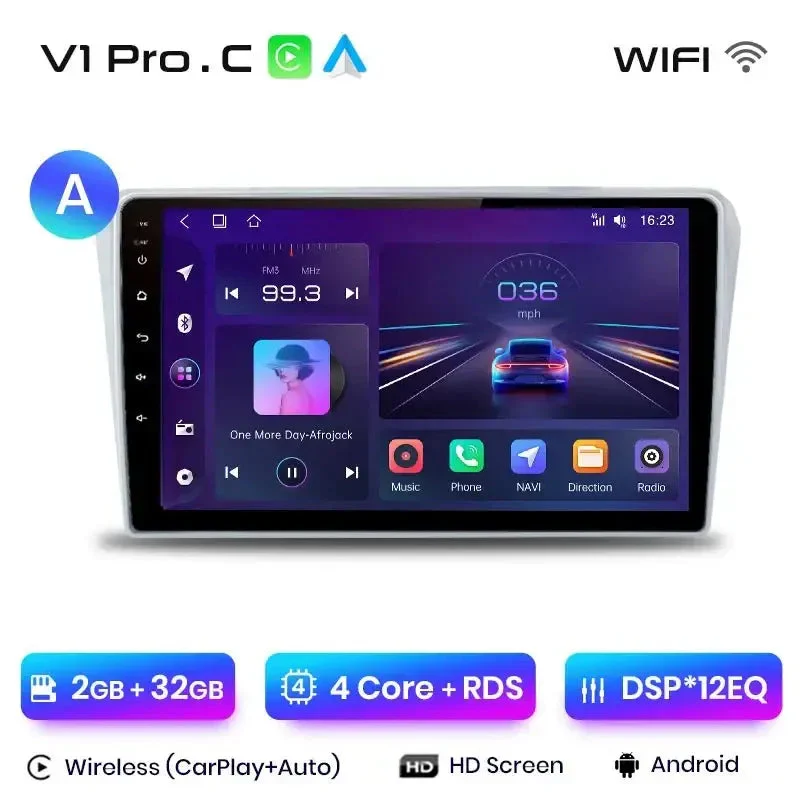 Radio Android do Toyota Avensis T25 (2002-2008) CarPlay Android Auto 4G WiFi GPS DSP