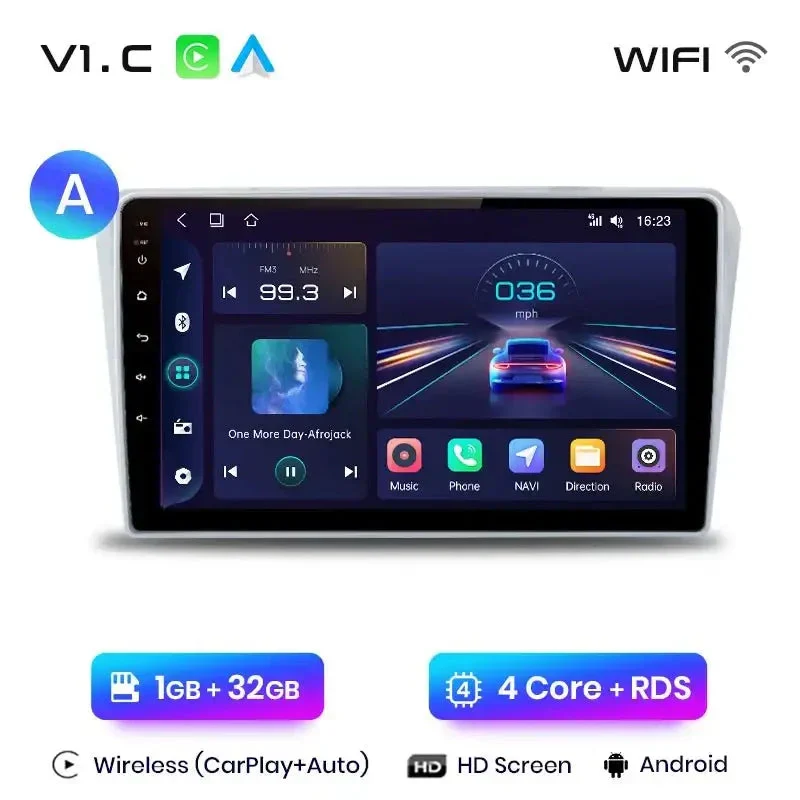 Radio Android do Toyota Avensis T25 (2002-2008) CarPlay Android Auto 4G WiFi GPS DSP