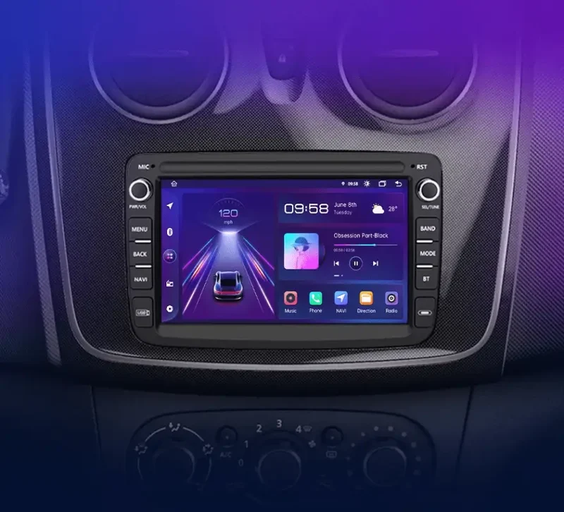 Radio Android do Dacia Renault Duster Sandero Captur Logan II Symbol Dokker CarPlay Android Auto 4G WiFi GPS DSP