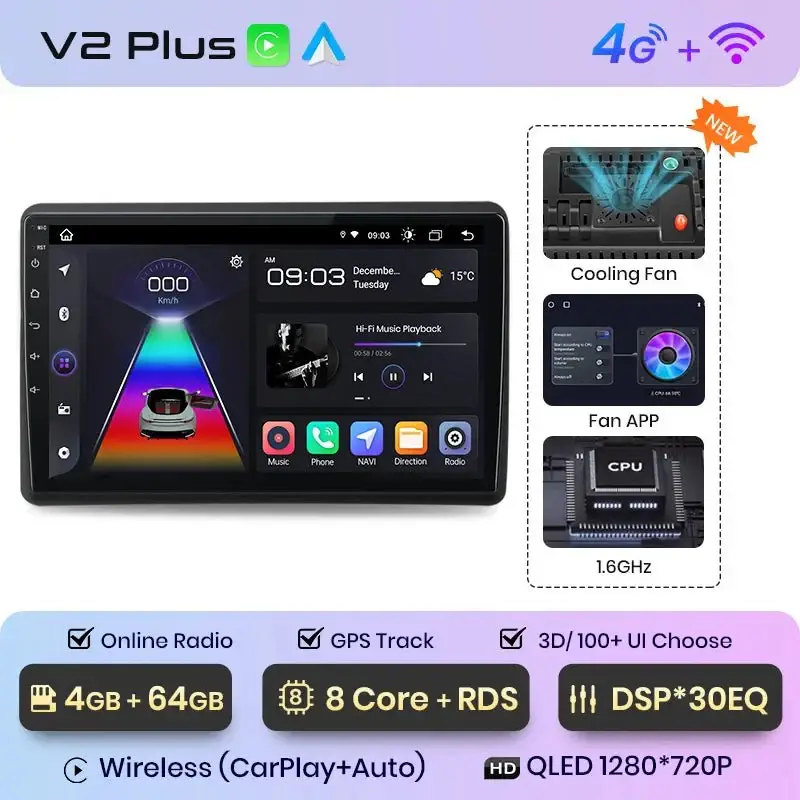 Radio Android do Renault Master Nissan NV400 Opel Movano (2009-2021) CarPlay Android Auto 4G WiFi GPS DSP