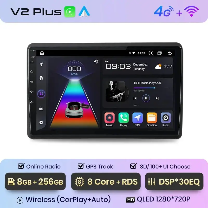 Radio Android do Renault Master Nissan NV400 Opel Movano (2009-2021) CarPlay Android Auto 4G WiFi GPS DSP