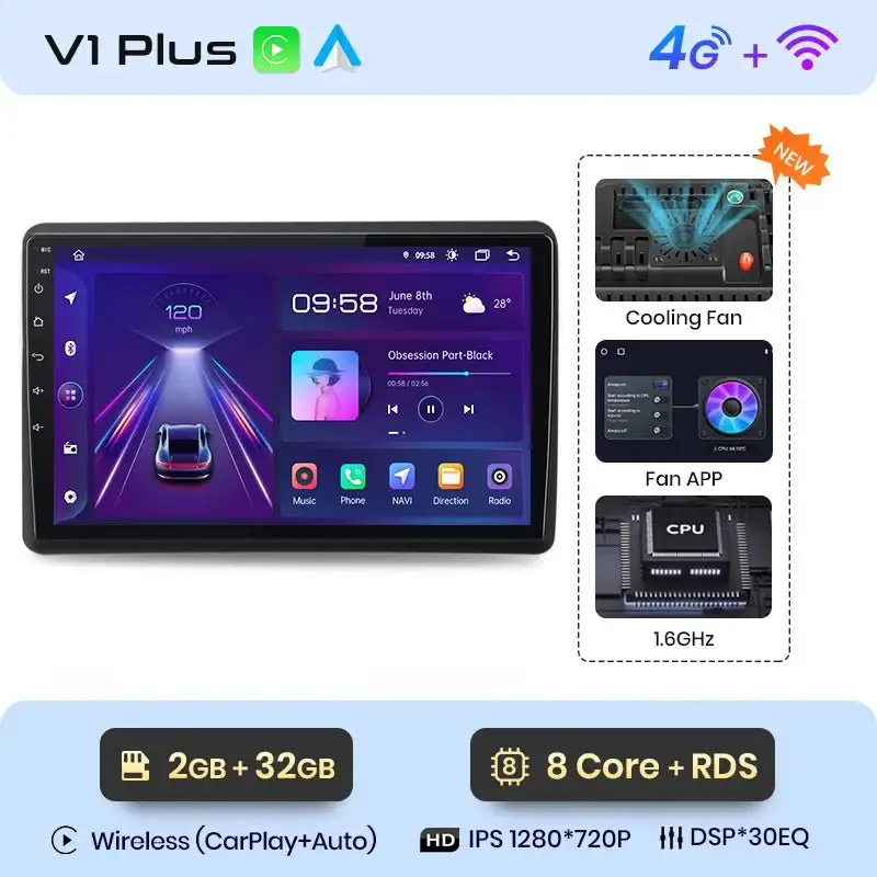 Radio Android do Renault Master Nissan NV400 Opel Movano (2009-2021) CarPlay Android Auto 4G WiFi GPS DSP