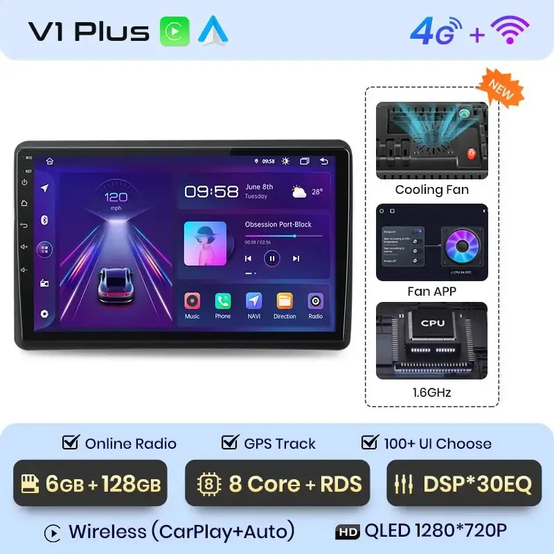 Radio Android do Renault Master Nissan NV400 Opel Movano (2009-2021) CarPlay Android Auto 4G WiFi GPS DSP