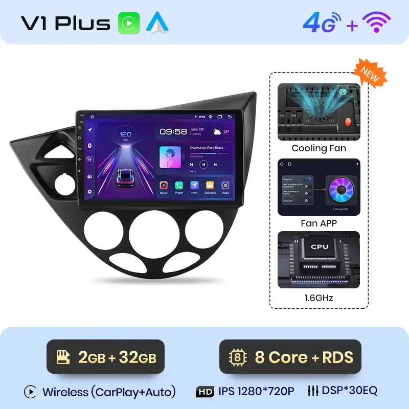Radio Android do Ford Fiesta Focus MK1 1998-2004 (1995-2001) CarPlay Android Auto 4G WiFi GPS DSP