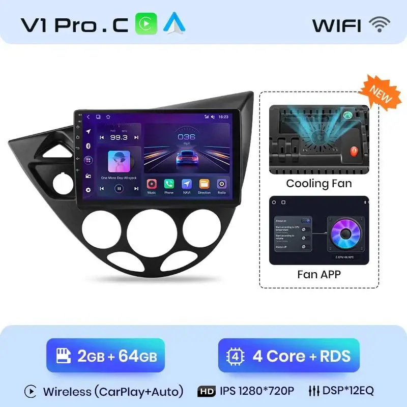 Radio Android do Ford Fiesta Focus MK1 1998-2004 (1995-2001) CarPlay Android Auto 4G WiFi GPS DSP