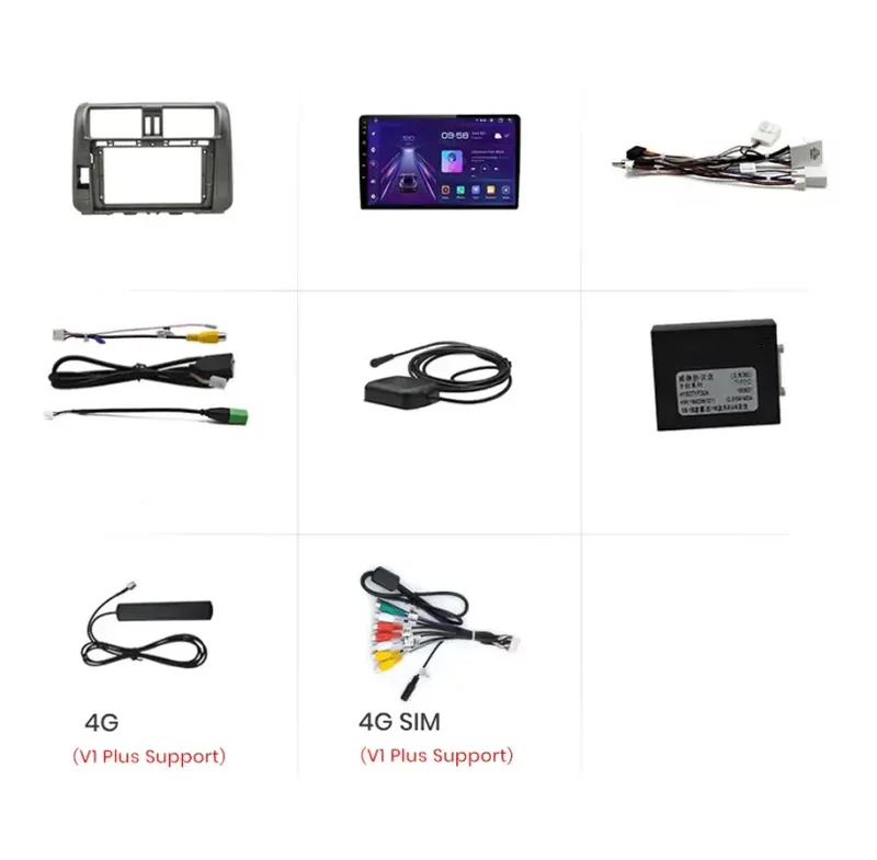 Radio Android do Toyota Land Cruiser Prado 150 (2009-2013) CarPlay Android Auto 4G WiFi GPS DSP