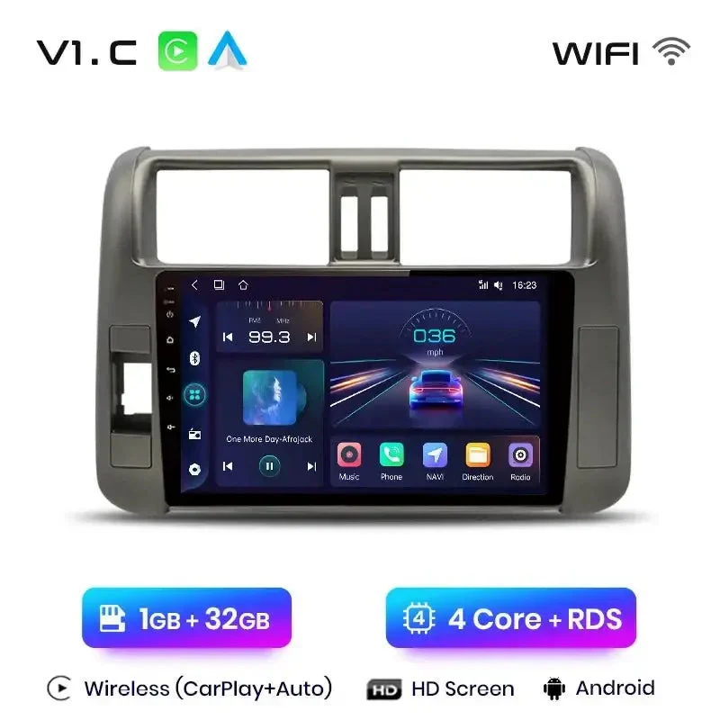 Radio Android do Toyota Land Cruiser Prado 150 (2009-2013) CarPlay Android Auto 4G WiFi GPS DSP