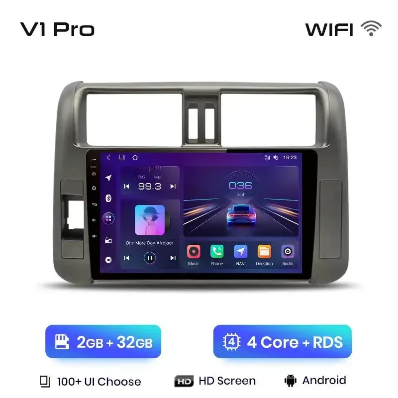 Radio Android do Toyota Land Cruiser Prado 150 (2009-2013) CarPlay Android Auto 4G WiFi GPS DSP
