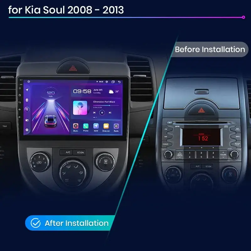 Radio Android do KIA Soul (2008-2013) CarPlay Android Auto 4G WiFi GPS DSP
