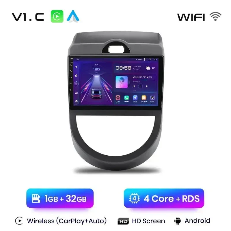 Radio Android do KIA Soul (2008-2013) CarPlay Android Auto 4G WiFi GPS DSP