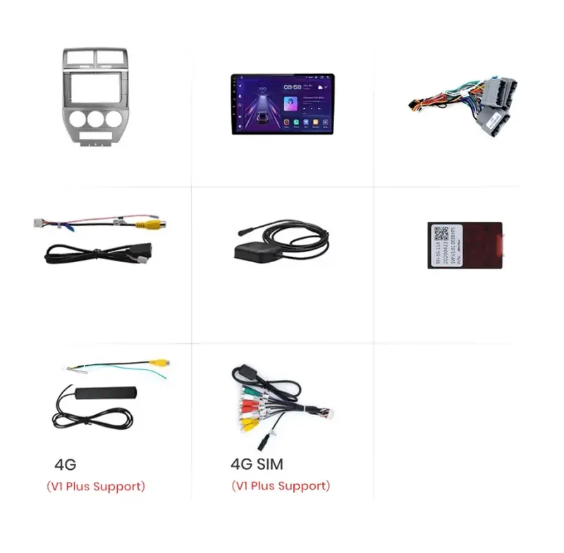Radio Android do Jeep Compass (2007-2009) CarPlay Android Auto 4G WiFi GPS DSP