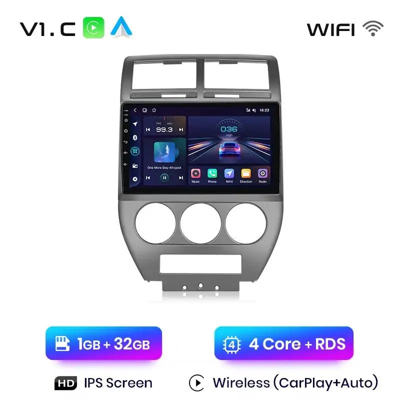 Radio Android do Jeep Compass (2007-2009) CarPlay Android Auto 4G WiFi GPS DSP