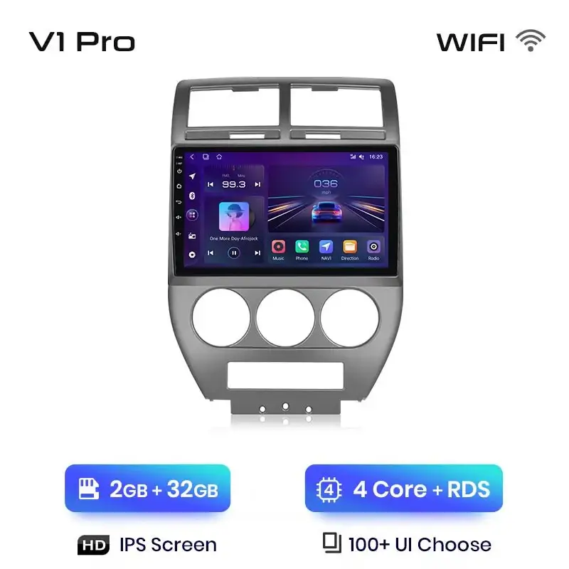 Radio Android do Jeep Compass (2007-2009) CarPlay Android Auto 4G WiFi GPS DSP