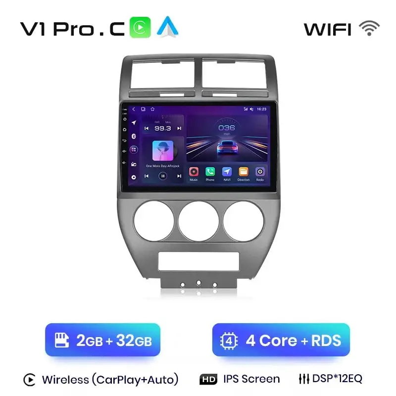 Radio Android do Jeep Compass (2007-2009) CarPlay Android Auto 4G WiFi GPS DSP