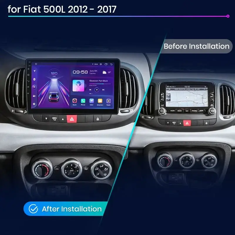 Radio Android do Fiat 500L (2012-2017) CarPlay Android Auto 4G WiFi GPS DSP