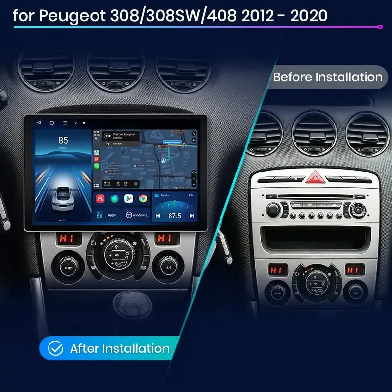 Radio Android do Peugeot 308 308SW 408 (2012-2020) CarPlay Android Auto 4G WiFi GPS DSP