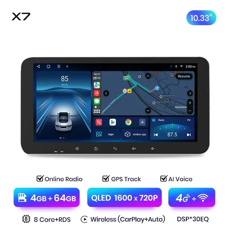 Radio Android do Peugeot 107 Toyota Aygo Citroen C1 (2005-2014) CarPlay Android Auto 4G WiFi GPS DSP