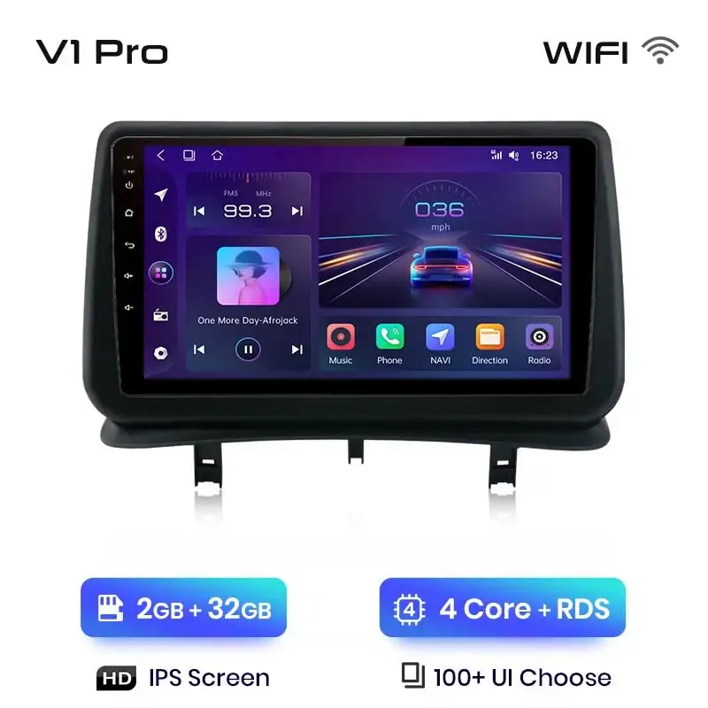 Radio Android do Renault Clio III (2005-2014) CarPlay Android Auto 4G WiFi GPS DSP