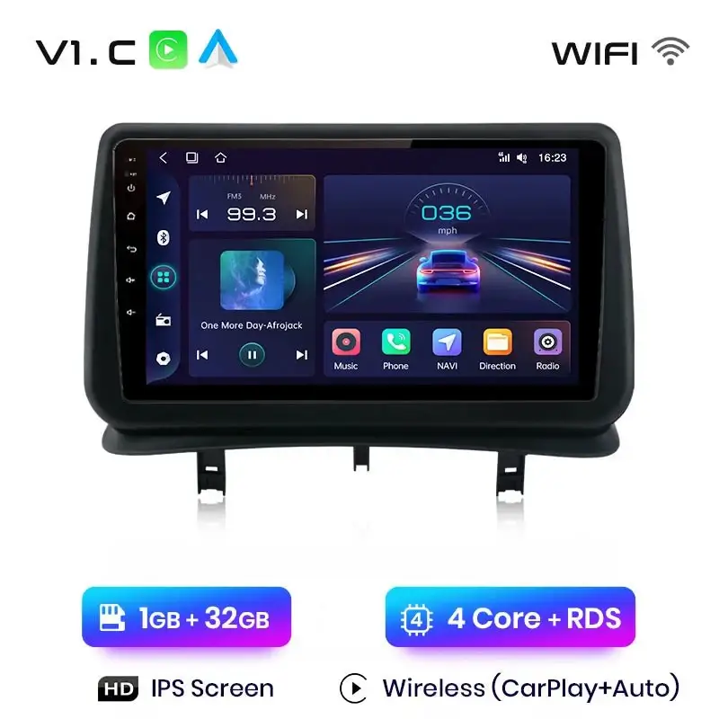 Radio Android do Renault Clio III (2005-2014) CarPlay Android Auto 4G WiFi GPS DSP