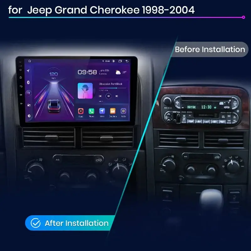 Radio Android do Jeep Grand Cherokee WJ (1998-2004) CarPlay Android Auto 4G WiFi GPS DSP